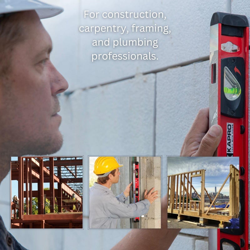 Kapro - 170 Samson Magnetic Contractor Heavy Duty I-Beam with Plumb Site Level - Features Horizontal and Vertical Vials and Dual-View Plumb Site - Aluminum - 24 Inch - Image 3